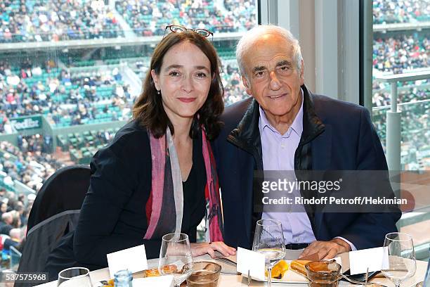 President of France Television, Delphine Ernotte and journalist Jean-Pierre Elkabbach attend the 'France Television' Lunch during Day Twelve of the...