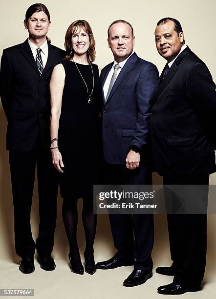 'Lost on the Line' Philip Kish, Jeffrey Reid, chief investigative reporter Brendan Keefe and Jennifer Rigby pose for a portrait at the 75th Annual...