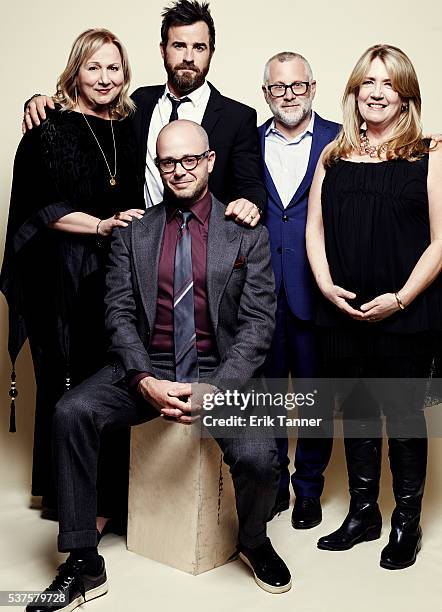 'The Leftovers', actors Ann Dowd, Justin Theroux, creators Damon Lindelof, Tom Perrotta and producer/director Mimi Leder pose for a portrait at the...