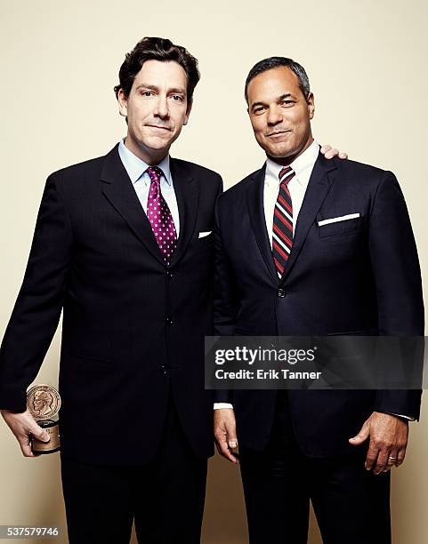 'Real Sports with Bryant Gumbel: The Killing Fields' producers Chapman Downes and David Scott pose for a portrait at the 75th Annual Peabody Awards...