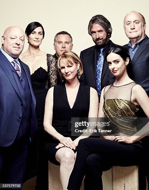 'Jessica Jones' actress Carrie-Anne Moss, creator and show runner, Melissa Rosenberg, actress Krysten Ritter and others pose for a portrait at the...