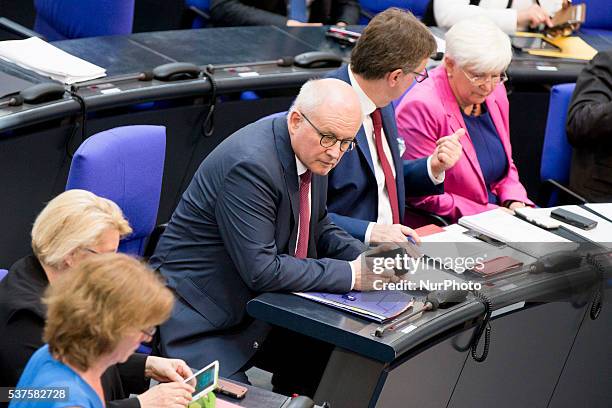 Parliamentary group leader of CDU/CSU Volker Kauder is pictured prior a debate on recognition of the Armenian genocide during the 173rd sitting of...