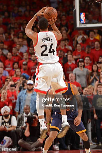 Norman Powell of the Toronto Raptors shoots the ball against the Cleveland Cavaliers in Game Six of the NBA Eastern Conference Finals at Air Canada...