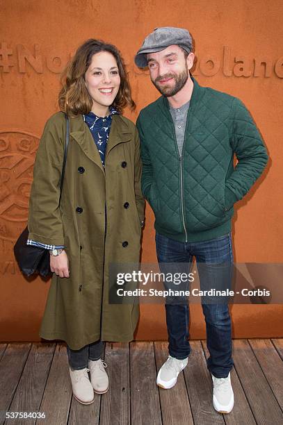 Actors Alysson Paradis and her companion Guillaume Gouix attend attends day twelve of the 2016 French Open at Roland Garros on June 2, 2016 in Paris,...