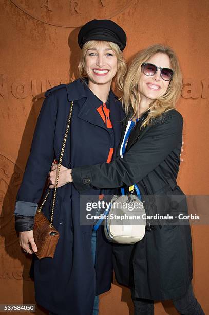 Actresses Pauline Lefevre and Pascale Arbillot attend day twelve of the 2016 French Open at Roland Garros on June 2, 2016 in Paris, France.