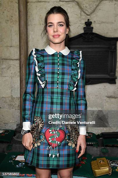 Charlotte Casiraghi attends the Gucci Cruise 2017 fashion show at the Cloisters of Westminster Abbey on June 2, 2016 in London, England.