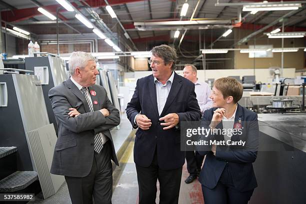 Alan Johnson, Labour MP and former Home Secretary, and Clare Moody, Labour MEP for South West and Gibraltar during a visit to a pro-EU company,...