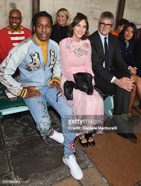 Rocky, Alexa Chung, Jay Jopling and Hikari Yokoyama attend the Gucci Cruise 2017 fashion show at the Cloisters of Westminster Abbey on June 2, 2016...