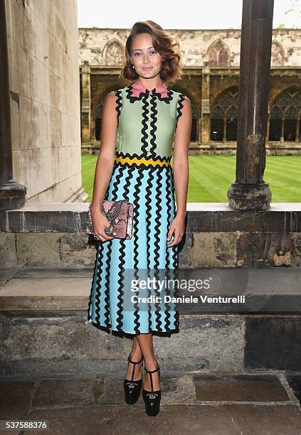 Ella Purnell attends the Gucci Cruise 2017 fashion show at the Cloisters of Westminster Abbey on June 2, 2016 in London, England.
