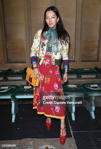Tina Leung attends the Gucci Cruise 2017 fashion show at the Cloisters of Westminster Abbey on June 2, 2016 in London, England.