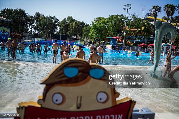 People enjoy the pool during a Water Park party on June 2, 2016 in Shefayim, Israel. Ahead of the annual Gay pride parade in Tel Aviv taking place on...