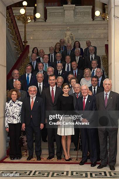 King Felipe VI of Spain and Queen Letizia of Spain attend the Presidency of the Plenary of the Spanish Royal Academy of Language "RAE" on June 2,...