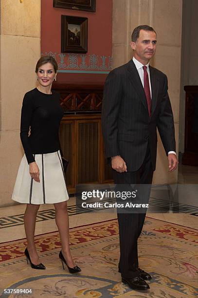 King Felipe VI of Spain and Queen Letizia of Spain attend the Presidency of the Plenary of the Spanish Royal Academy of Language "RAE" on June 2,...