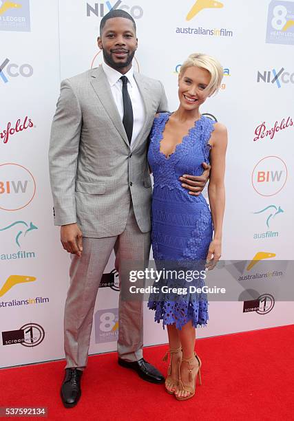 Actress Nicky Whelan and Kerry Rhodes arrive at Australians In Film Heath Ledger Scholarship Dinner on June 1, 2016 in Beverly Hills, California.