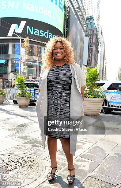 Food Network personality Sunny Anderson visits the NASDAQ Opening Bell at NASDAQ on June 2, 2016 in New York City.