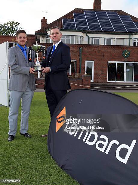Andrew Rhodes and Luke Roberts of Keighley Golf Club pose for a photo after winning the PGA National Pro-Am North Qualifier at Fulford Golf Club on...