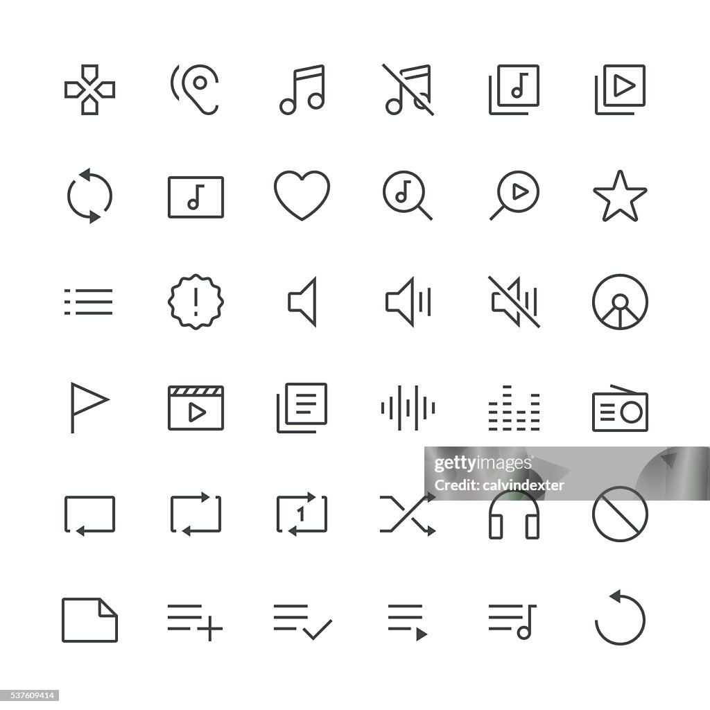 Conjunto de iconos de Audio Visual 2/línea fina serie