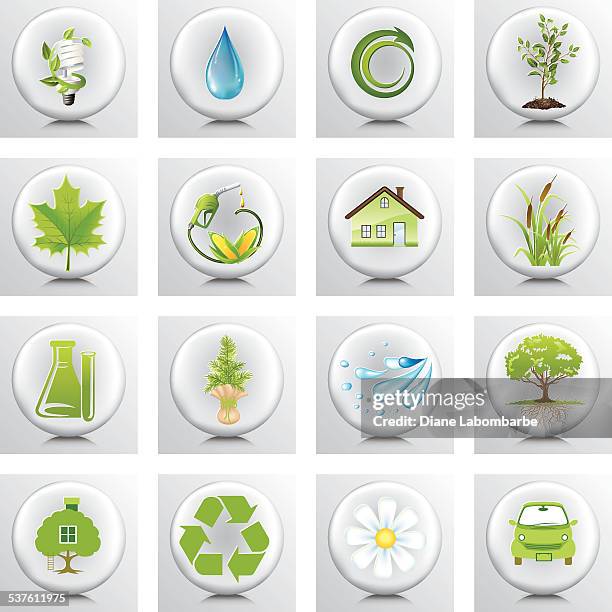 round environment icon set with trees and nature - swamp gas stock illustrations