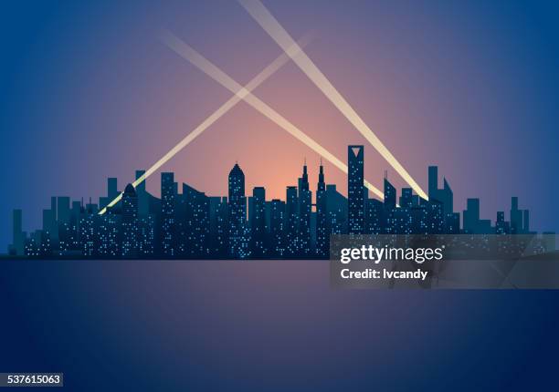 city night - searchlight stock illustrations