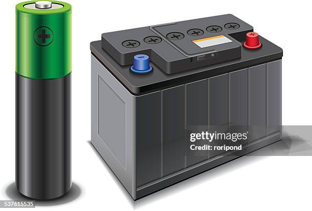 car battery - autobatterie stock-grafiken, -clipart, -cartoons und -symbole