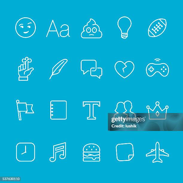 networking and messaging outline icons - crown emoji stock illustrations