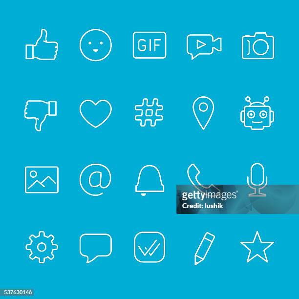 chat and messaging outline icons - hashtag stock illustrations