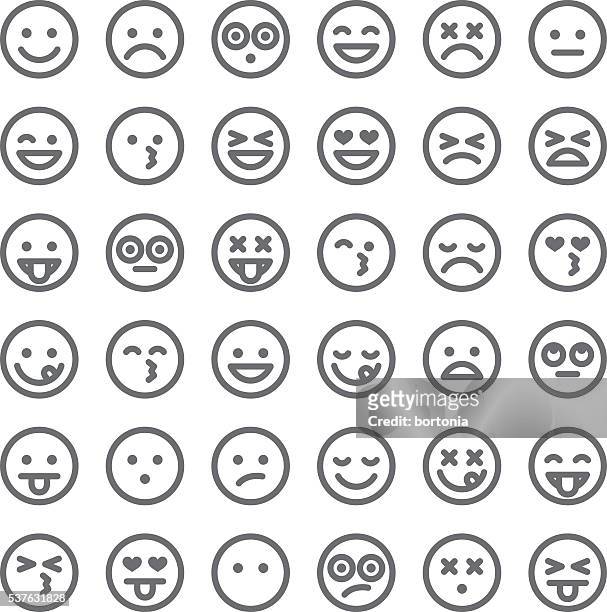 stockillustraties, clipart, cartoons en iconen met cute set of simple emojis - glimlachen