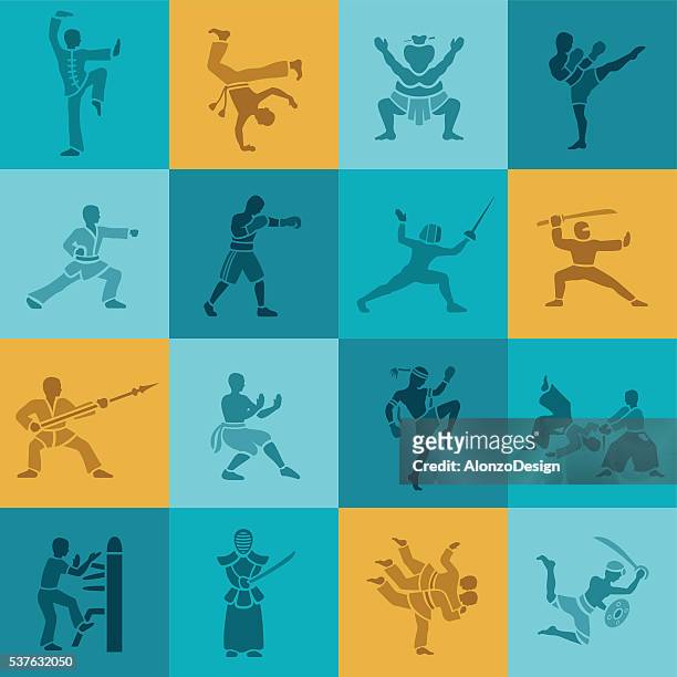 martial arts icon set - capoeira 幅插畫檔、美工圖案、卡通及圖標