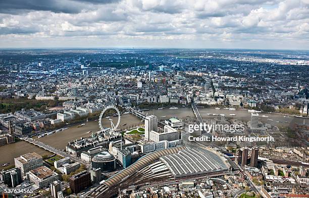 london eye and waterloo station - waterloo railway station london stock pictures, royalty-free photos & images