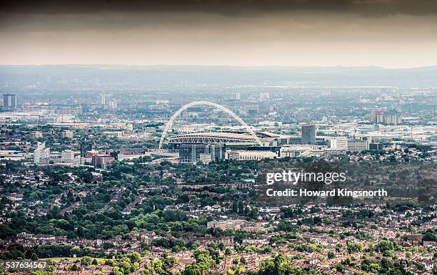 aerial of wembly stadium - london wembley stadium stock pictures, royalty-free photos & images