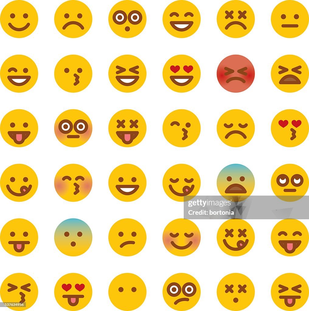 Cute Set of Simple Emojis