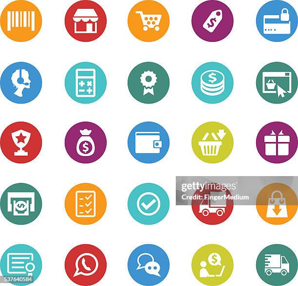 shopping icon set - opening present stock illustrations