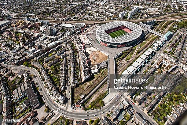 aresenal stadium from the air - england football day stock pictures, royalty-free photos & images