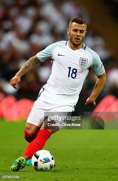 Jack Wilshere of England in action during the international friendly match between England and Portugal at Wembley Stadium on June 2, 2016 in London,...