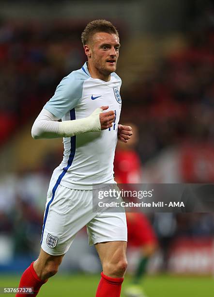 Jamie Vardy of England during the International Friendly match between England and Portugal at Wembley Stadium on June 2, 2016 in London, England.