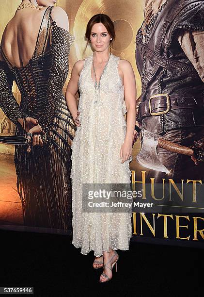 Actress Emily Blunt attends the premiere of Universal Pictures' 'The Huntsman: Winter's War' at the Regency Village Theatre on April 11, 2016 in...