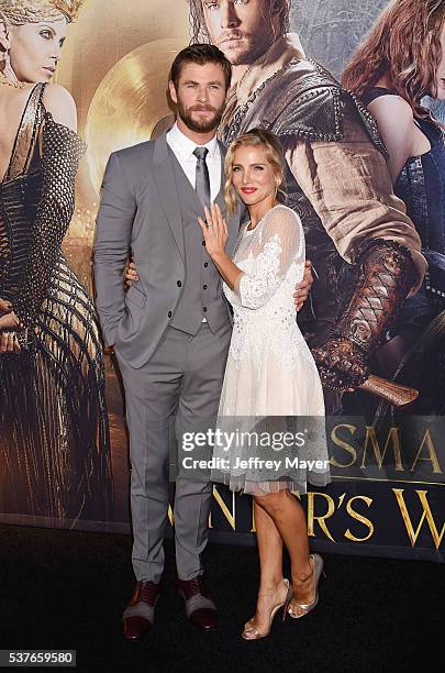 Actor Chris Hemsworth and wife/actress Elsa Pataky attend the premiere of Universal Pictures' 'The Huntsman: Winter's War' at the Regency Village...