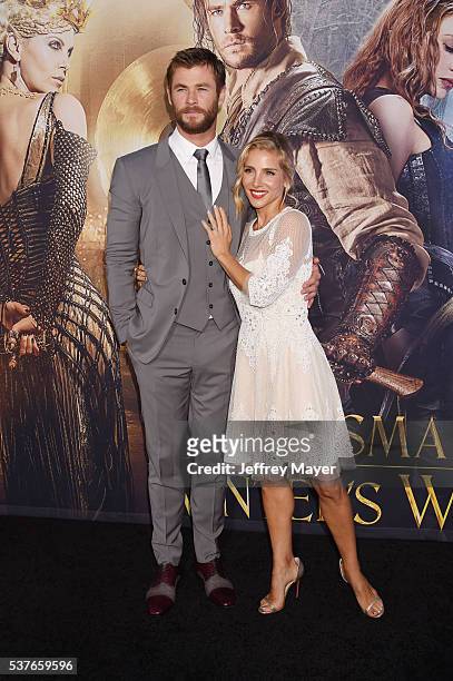 Actor Chris Hemsworth and wife/actress Elsa Pataky attend the premiere of Universal Pictures' 'The Huntsman: Winter's War' at the Regency Village...