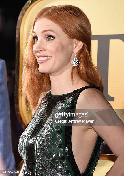 Actress Jessica Chastain attends the premiere of Universal Pictures' 'The Huntsman: Winter's War' at the Regency Village Theatre on April 11, 2016 in...