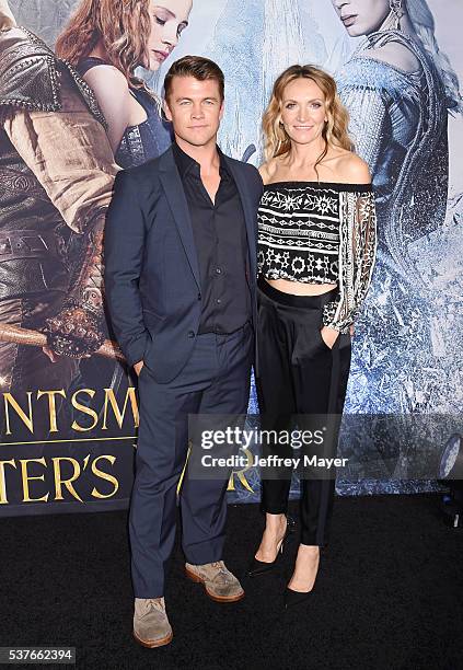 Actor Luke Hemsworth and Sammantha Hemsworth attend the premiere of Universal Pictures' 'The Huntsman: Winter's War' at the Regency Village Theatre...