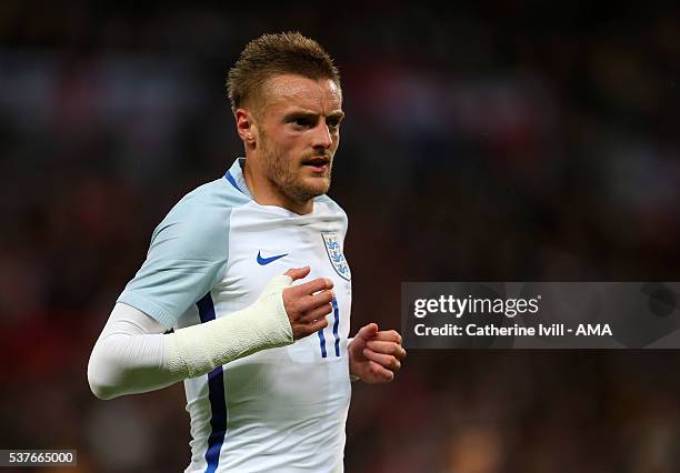 Jamie Vardy of England during the International Friendly match between England and Portugal at Wembley Stadium on June 2, 2016 in London, England.