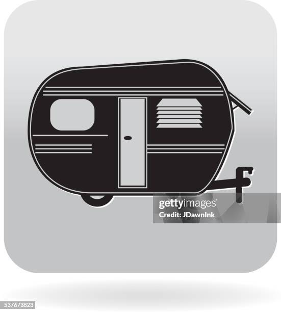 ilustrações, clipart, desenhos animados e ícones de royalty free linda trailer ou casa móvel camping ícone - trailer de carro