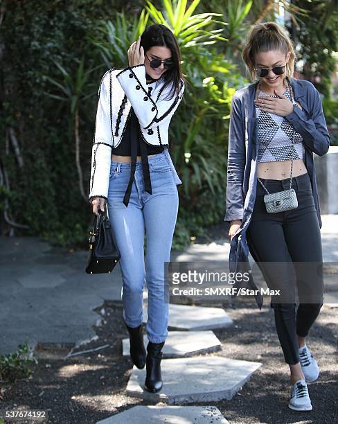 Kendall Jenner and Gigi Hadid are seen on June 2, 2016 in Los Angeles, California.