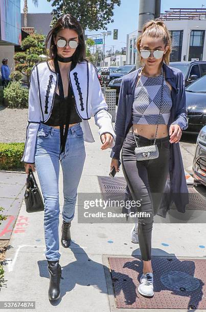 Kendall Jenner and Gigi Hadid are seen in West Hollywood on June 02, 2016 in Los Angeles, California.