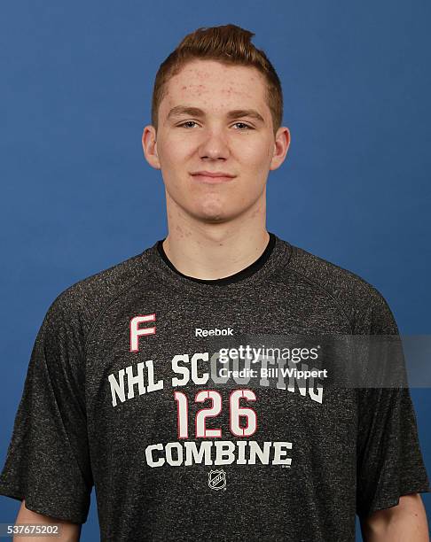 Matthew Tkachuk poses for a headshot at the 2016 NHL Combine on June 2, 2016 at Harborcenter in Buffalo, New York.