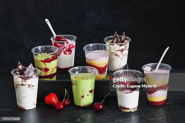 parfait with berries - fruit parfait stock pictures, royalty-free photos & images