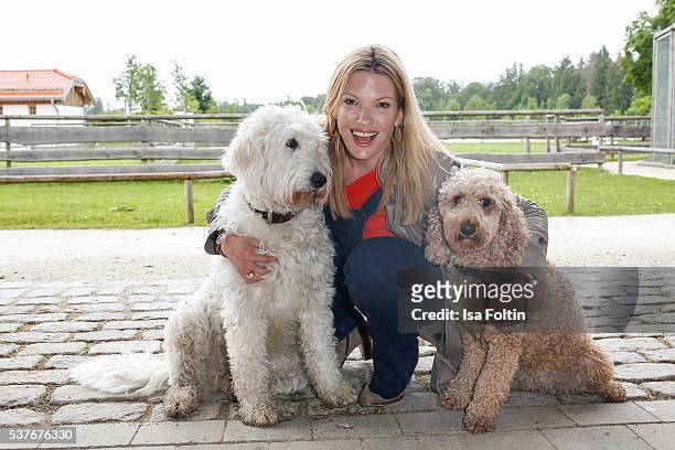 Sky-Moderator Jessica Kastrop as the New VDH-Ambassador for dogs 2016 during the 'HelpingVets' Award For Animal Welfare Projects At Gut Aiderbichl on...