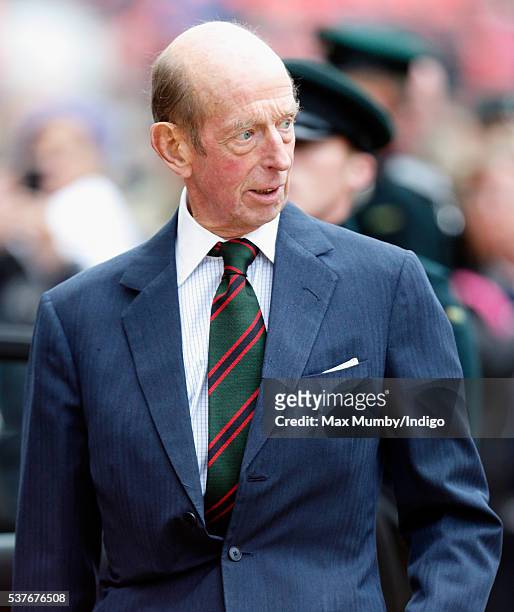Prince Edward, Duke of Kent attends the Rifles' Sounding Retreat on Horse Guards Parade on June 2, 2016 in London, England. The Massed Bands and...