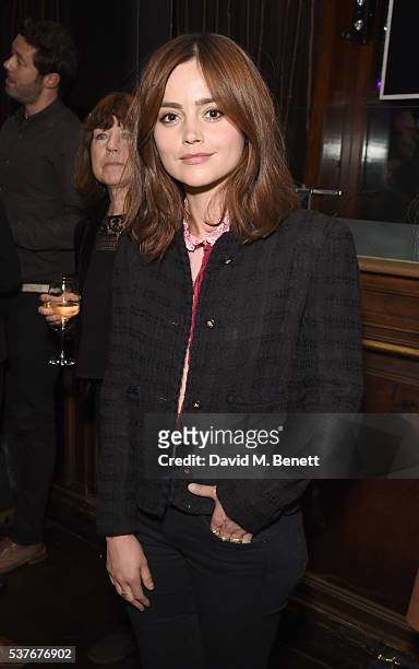 Jenna Coleman attends the press night after party for "The Spoils", written by and starring Jesse Eisenberg, at The Cuckoo Club on June 2, 2016 in...