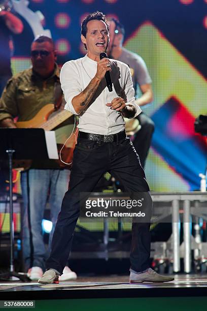 Rehearsal -- Pictured: Marc Anthony rehearses for the 2014 Billboard Latin Music Awards, from Miami, Florida at the BankUnited Center, University of...